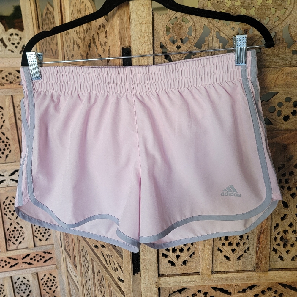 ADIDAS Light Pink Aeroready Running Shorts, Medium size with Silver Piping